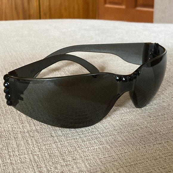 Dark Gray Sunglasses Black Swarovski Crystal Accents - Unique - Men or Women - Picture 1 of 14